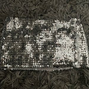 sparkly silver sequin tube top